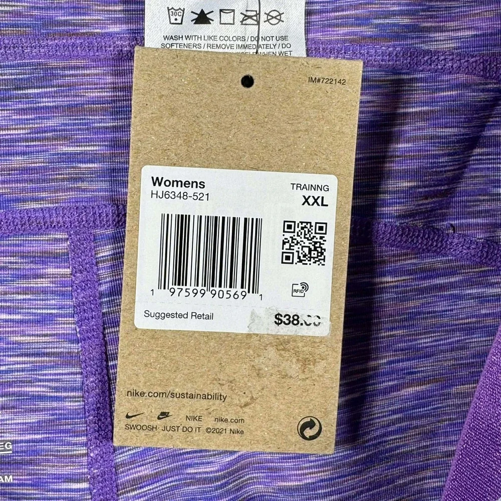 Nike Pro Shorts Purple Space Dye High‎ Rise Training Womens XXL